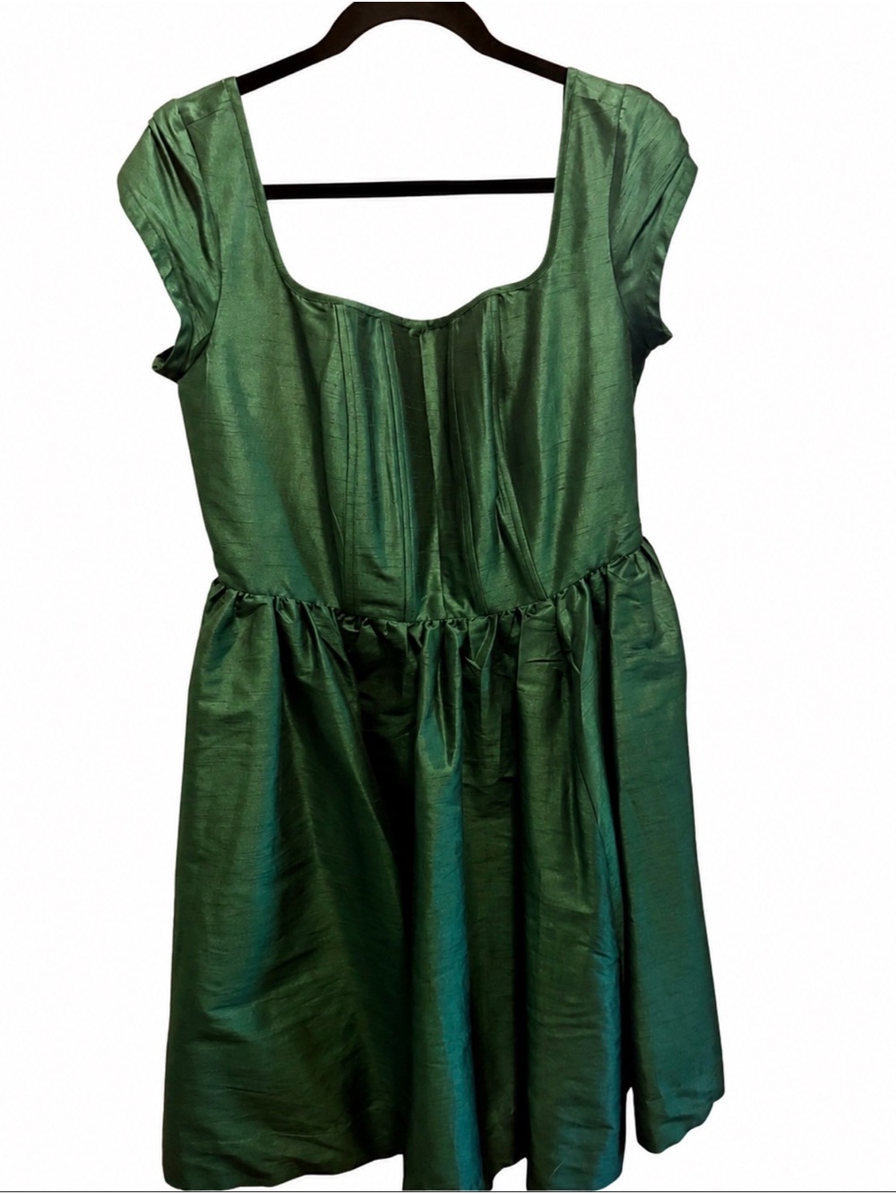 eshakti Shimmering deep emerald green fit and flare dress